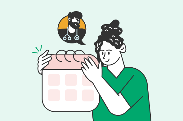Woman holding calendar and talking to doctor.png